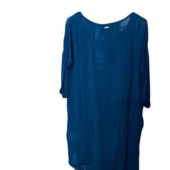 Roxy Womens Cotton Dolman Sleeve Shift Dress M Navy Blue Preppy Crochet - Picture 2 of 9